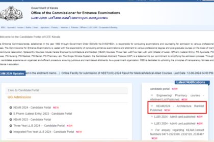 1723538751 photo KEAM 2024 BArch प्रवेश के लिए रैंक सूची cee.kerala.gov.in पर जारी: सीधा लिंक, महत्वपूर्ण विवरण यहां देखें