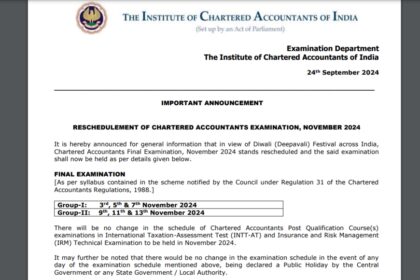 1727179259 photo नवंबर 2024 के लिए ICAI CA फाइनल परीक्षा दिवाली के कारण स्थगित, नई परीक्षा तिथि घोषित: आधिकारिक सूचना यहां देखें