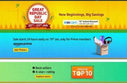Amazon republic sale 1610531865059 अमेज़न ग्रेट रिपब्लिक डे सेल 20 जनवरी से शुरू होगी, जिसमें स्मार्टफोन, इलेक्ट्रॉनिक्स, टीवी और अन्य पर छूट मिलेगी