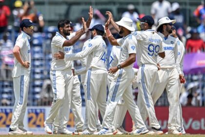 stnen1pg india afp 625x300 20 September 24 जसप्रीत बुमराह और अन्य तेज गेंदबाजों ने भारत को शीर्ष पर पहुंचाया, मेजबान ने बांग्लादेश के खिलाफ दूसरे दिन 308 रन की बढ़त बनाई