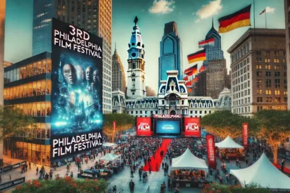 DALLE 2024 10 08 154520 A cinematic wide angle shot of the 33rd Philadelphia Film Festival in a vibr 33वां फिलाडेल्फिया फिल्म महोत्सव जर्मनी, ब्रिटेन, ब्राजील और अन्य देशों की नई फिल्मों के साथ पर्यटन को बढ़ावा देने के लिए तैयार है