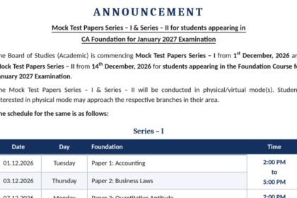 1792708689 photo ICAI announces CA Foundation January 2027 mock test series 1, 2 dates; check full schedule
